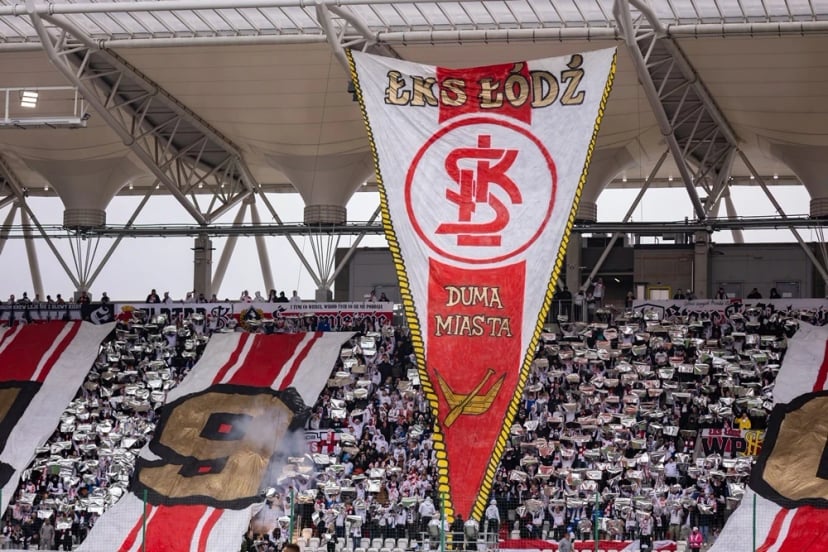 ŁKS Łódź - logo herb flaga kibice